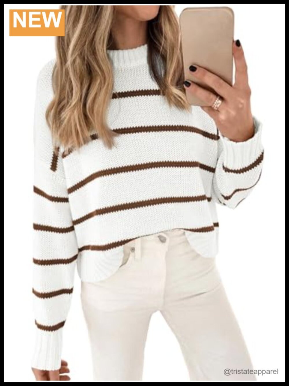 Womens Cropped Striped Sweater Pullover Short Sleeve Crew Neck